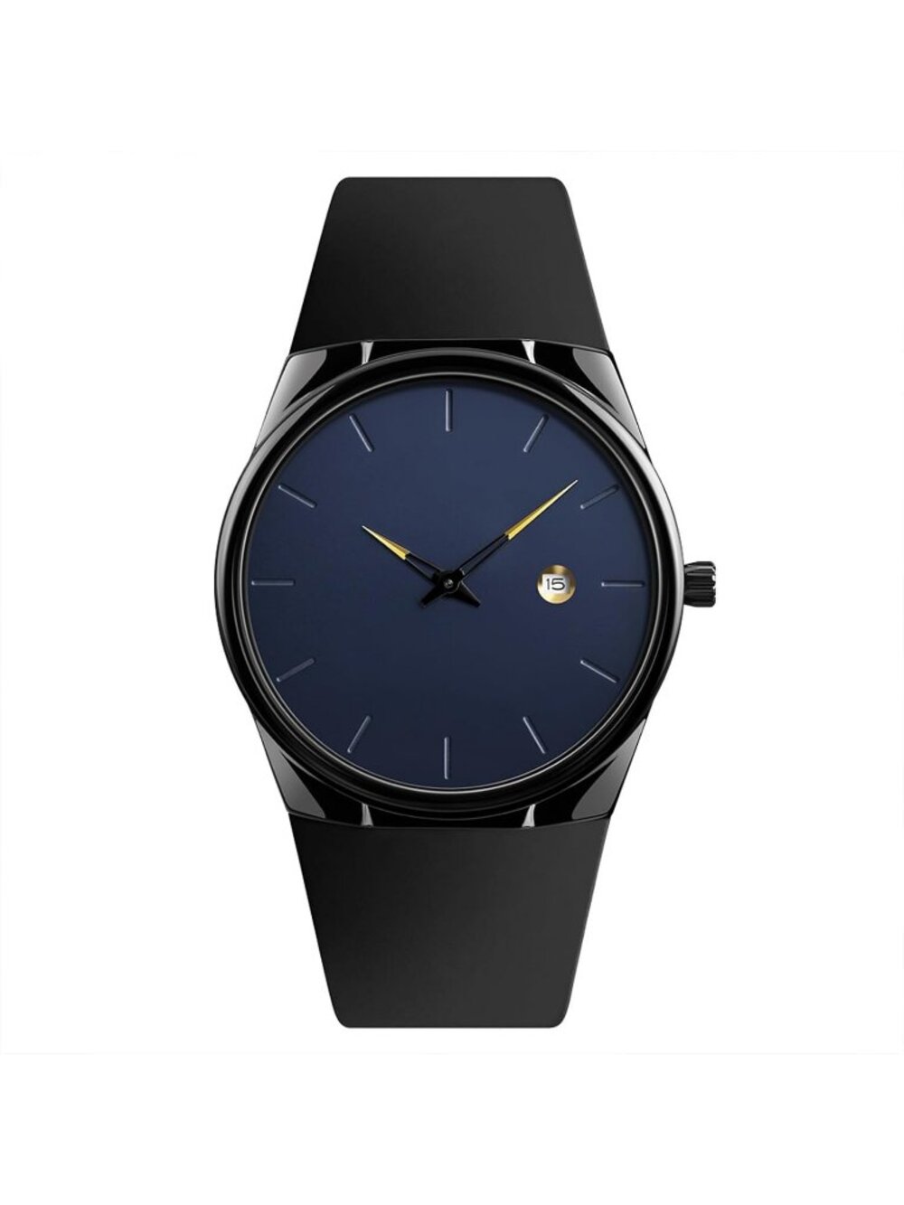 Unisex Black Blue Waterproof Analog Quartz Stylish Silicone Band Wrist Watch